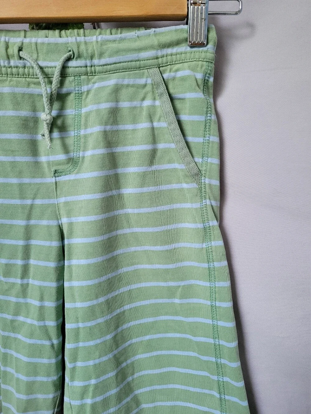 Mini Boden Boys Striped Cotton Pull On Shorts Green 5-6Y